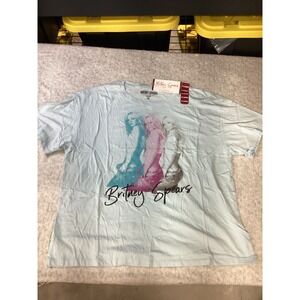 Britney Spears Collection Light‎ Blue Graphic Band Tee Shirt XL New With Tags
